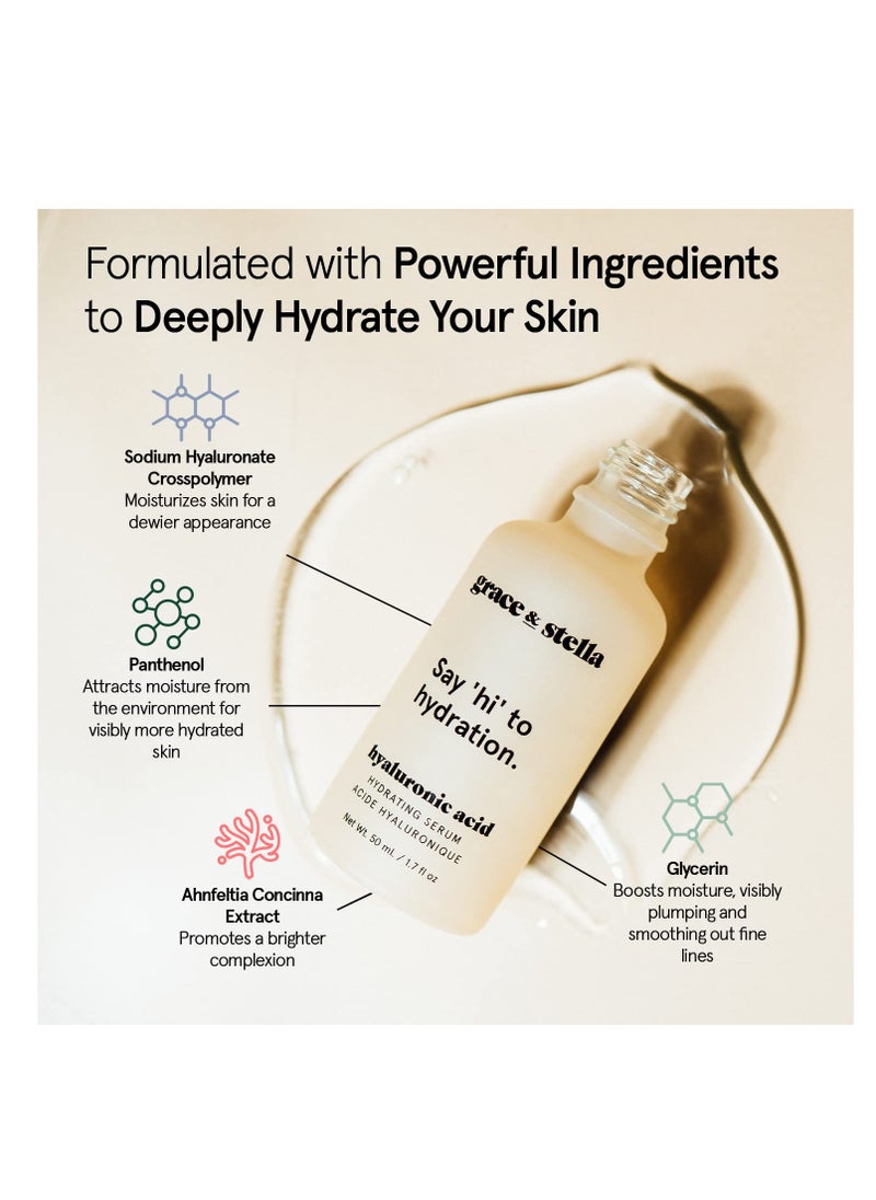 Grace & Stella - Grace & Stella Hyaluronic Acid Serum for Face - 50ml, Anti-Aging Serum with Hydrating and Brightening Properties, Vegan and Paraben-Free - Image 1