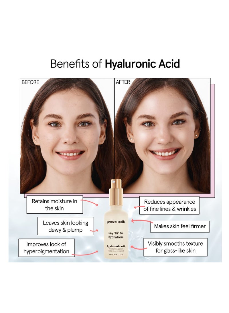 Grace & Stella - Grace & Stella Hyaluronic Acid Serum for Face - 50ml, Anti-Aging Serum with Hydrating and Brightening Properties, Vegan and Paraben-Free - Image 1