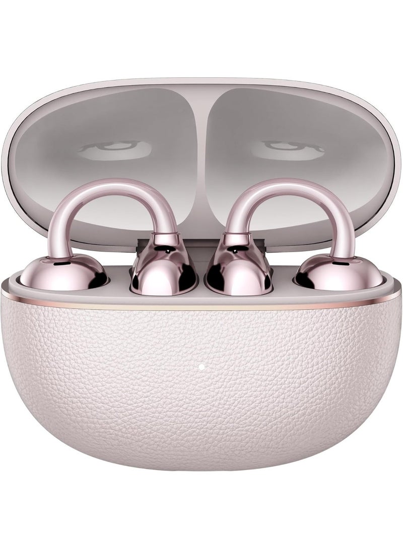 أونور تشويس سماعات HONOR Choice Earbuds Clip 2 Pro، سماعات أذن لاسلكية مفتوحة التصميم توفر راحة فائقة أثناء الارتداء، مزودة بجسر قوسي مطور من التيتانيوم Titanium Arch Bridge 2.0 لضمان الثبات والمرونة. تتميز بعمر بطارية طويل يصل إلى 44 ساعة من الاستخدام، ووحدات تشغيل مزدوجة مغناطيسية مقاس 12 مم لتقديم صوت غني وواضح. تدعم الشحن اللاسلكي لسهولة الاستخدام، كما أنها مقاومة للماء والغبار بمعيار IP54 لتحمل الاستخدام اليومي. متوفرة باللون الذهبي الوردي. - Image 4