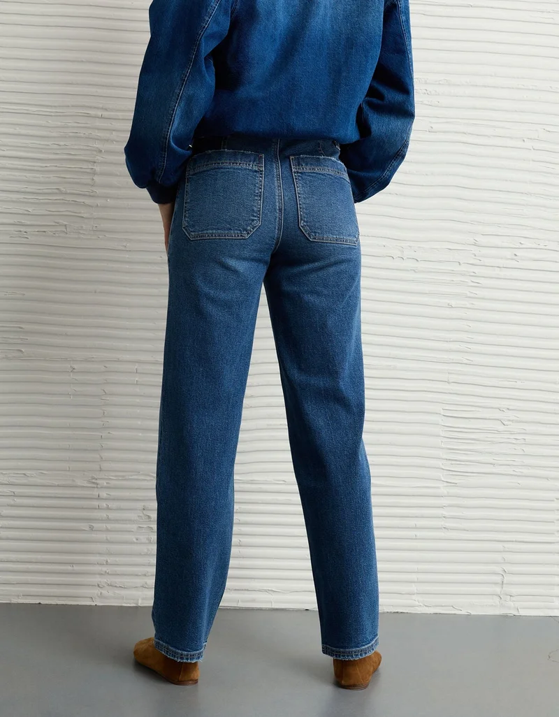 امريكان ايجل جينز ستريجيد فضفاض مستقيم الساق، خصر عالي