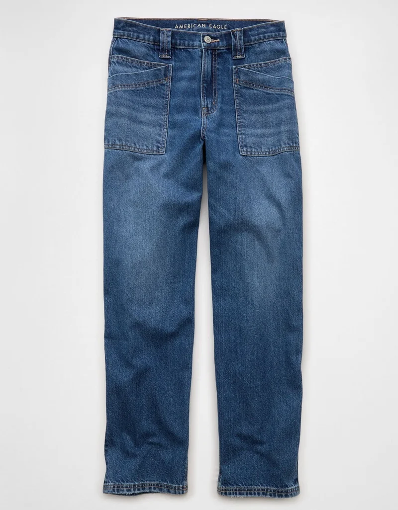 American Eagle  AE Strigid Super High-Waisted Baggy Straight Jean for Women | Best Price UAE