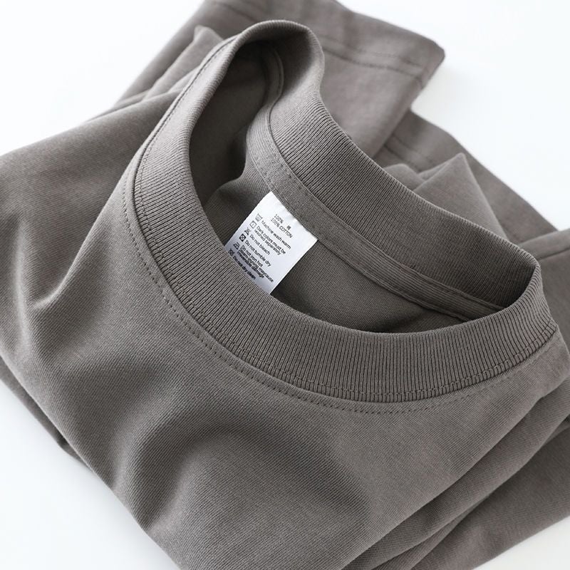 220G Pure Cotton T-Shirt For Men, Loose Fit, Drop Shoulder Style, Men'S Short-Sleeve Base Shirt, Solid Color Half-Sleeve Tee, Breathable And Sweat-Absorbent For Summer - Image 2