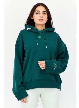 adidas Originals Women Sportswear Fit Long Sleeves Outdoor Hoodie, Green  - Image 1