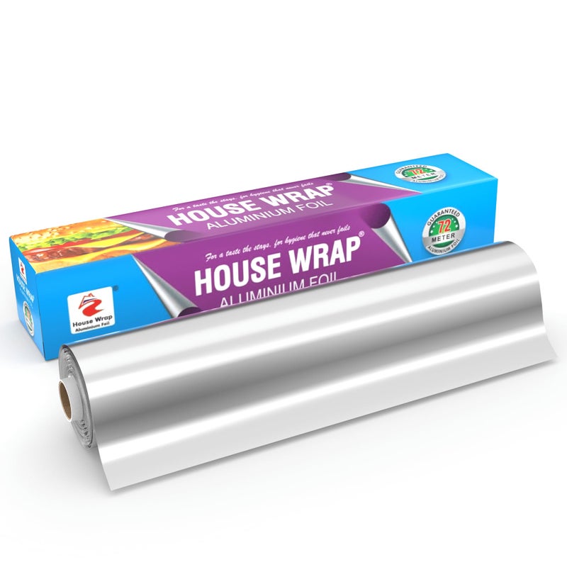 House Wrap Aluminium Foil Paper 72m for Food Packing, Cooking, Baking | Super Saver Family Pack | Foil Paper for Food Wrap 11 Microns ((72M New) - Image 4