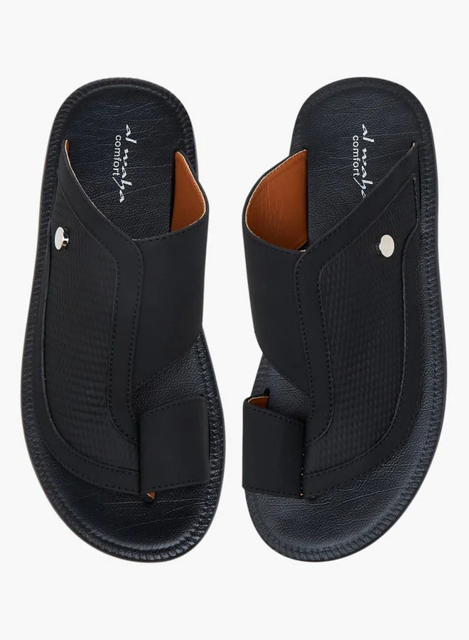 Al Waha Textured Slip-On Arabic Sandals with Toe Loop Detail