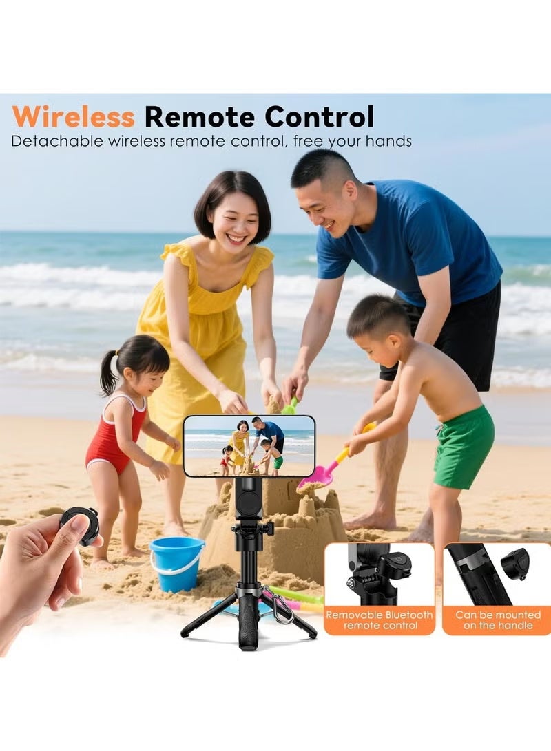 ZONBON 18.7 Inches(47.5cm) Magnetic 4-in-1 Selfie Stick – Compact & Portable Magsafe-Compatible Tripod with Detachable Bluetooth Remote, 360° Rotatable Phone Holder, for iPhone 12/13/14 and More - Image 4