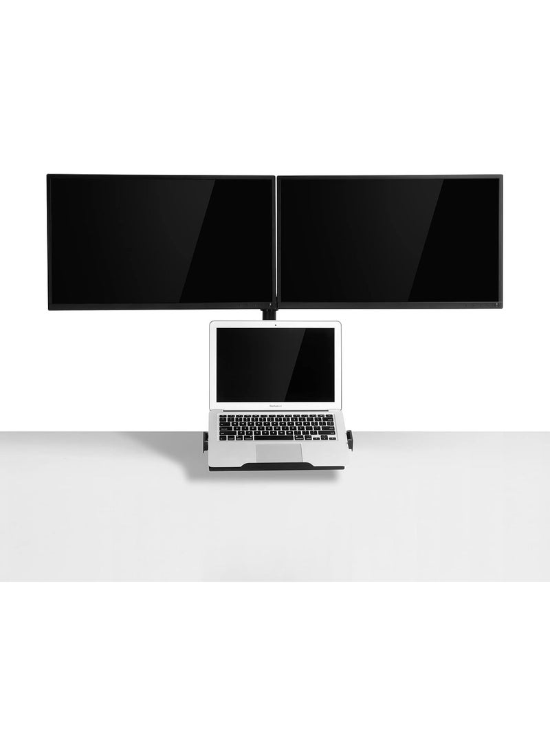 Generic 3-in-1 Adjustable Laptop Stand with Dual Monitor Mount – Fits 12"–17" Laptops & Two 27" VESA Screens – Aluminum Black Workstation Riser  - Image 5