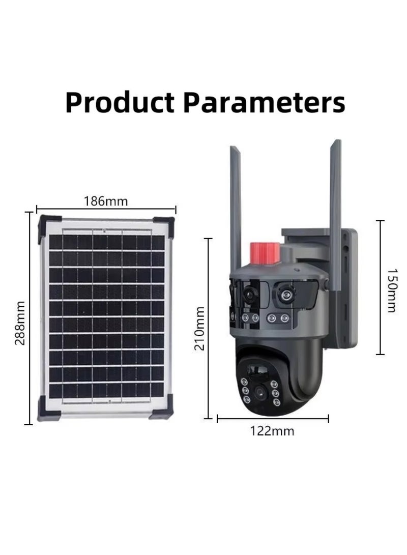 DIGI CORE CCTV Camera For Home 12MP 4-Lens 3-Screen Outdoor Security Camera System, 360° Wireless PTZ, Solar Powered IP Camera with 4G Network, (SIM Internet Working Only) V380 Pro App Control, Human Detection, Night Vision, 2-Way Audio, IP66 Waterproof with 64GB SD Card - Image 3