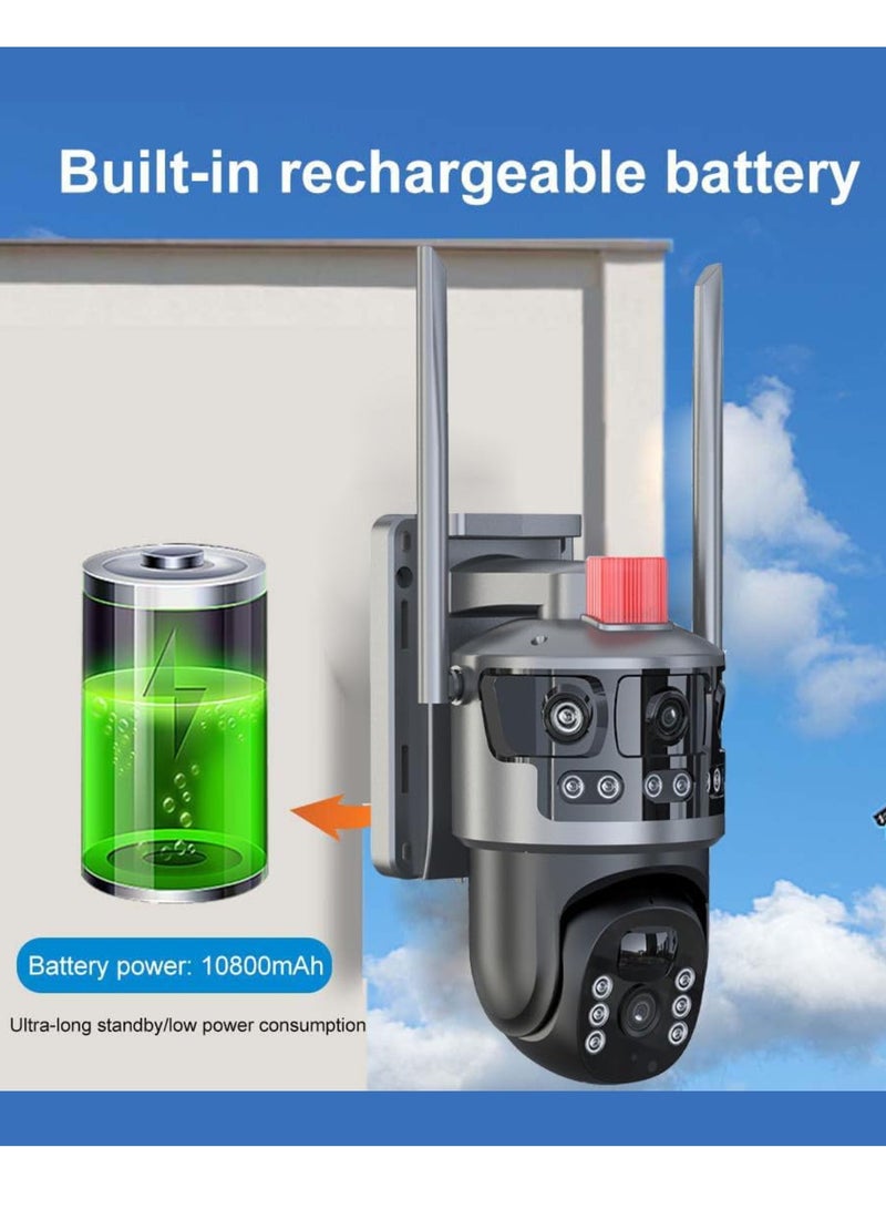 DIGI CORE CCTV Camera For Home 12MP 4-Lens 3-Screen Outdoor Security Camera System, 360° Wireless PTZ, Solar Powered IP Camera with 4G Network, (SIM Internet Working Only) V380 Pro App Control, Human Detection, Night Vision, 2-Way Audio, IP66 Waterproof with 64GB SD Card - Image 5