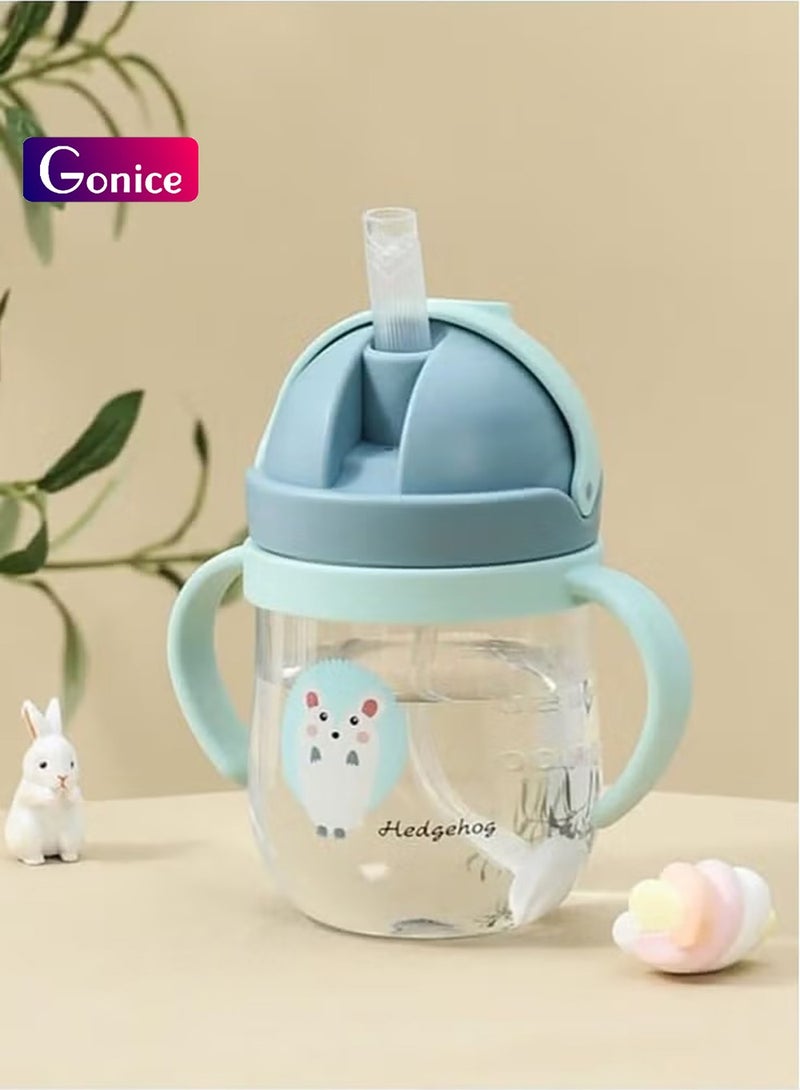Gonice 250ml Baby Training Cup With Handle Water Bottle,Soft Spout Learner Cup,Baby Sippy Cups Anti-Drop Material(Green) - Image 1