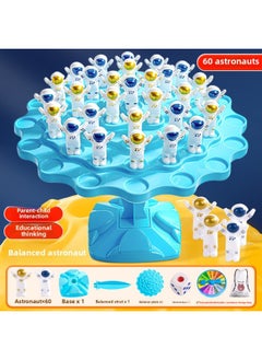 Balanced Spaceman Tree Stack Music Children's Brain Puzzle Game Training Toy Thinking Board Game Parent-Child Interaction-Color:Balanced Astronaut-blue⭐[60 Astronauts + Punishment Plate + Storage Bag]