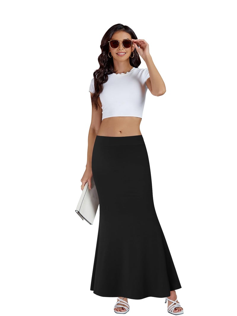 KIFOVEN Women's Foldover High Waist Maxi Skirt Stretchy Comfy Flare Long Skirts 2026 Fashion A-Line Flowy Casual Skirt Solid Black Small - Image 5