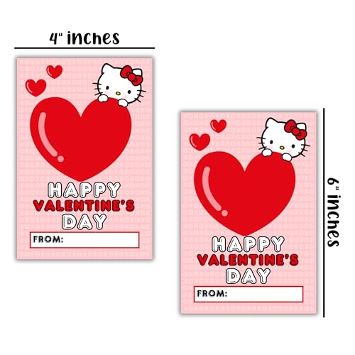 Lashicorn Cute Kitty Valentine’s Day Class Cards & Stickers Pack | 30 Cards 4x6” Postcards & 30 Mixed Design Stickers for Kid’s School Hello Girls Japanese Cat Vday Box - Image 3
