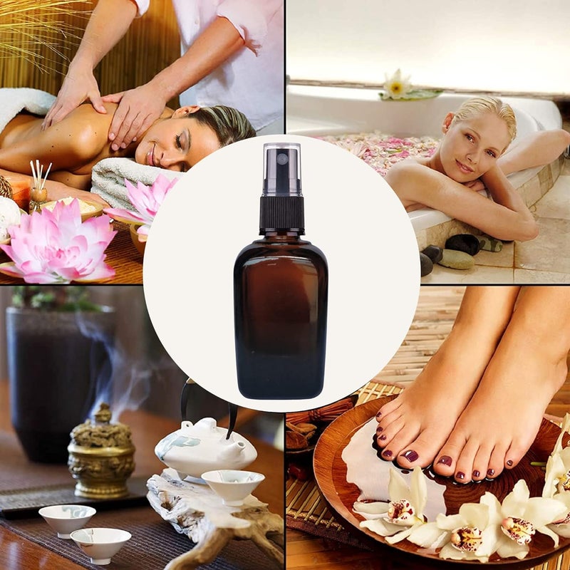 Devinez (Pack of 4) Multipurpose Refillable Amber Square Shape Glass Bottle, 30 ml with Black Spray Pump for Cosmetics, Serum, Essential Oils, Blends, Skin Care, Travel, Toners & DIY - Image 3