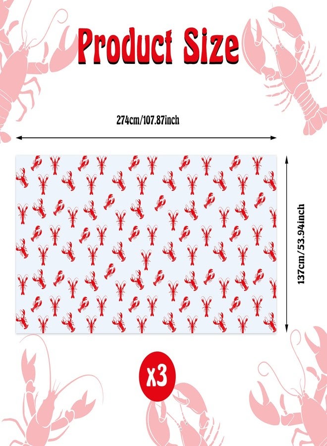 binoa Touman 3 Pieces Crawfish Tablecloth Birthday Party Lobster Table Covers White and Red Crawfish Table Cloth for Party Decoration Supplies, 108 x 54 Inches - Image 2