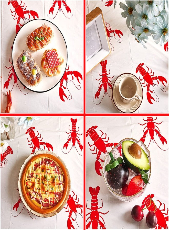 binoa Touman 3 Pieces Crawfish Tablecloth Birthday Party Lobster Table Covers White and Red Crawfish Table Cloth for Party Decoration Supplies, 108 x 54 Inches - Image 3