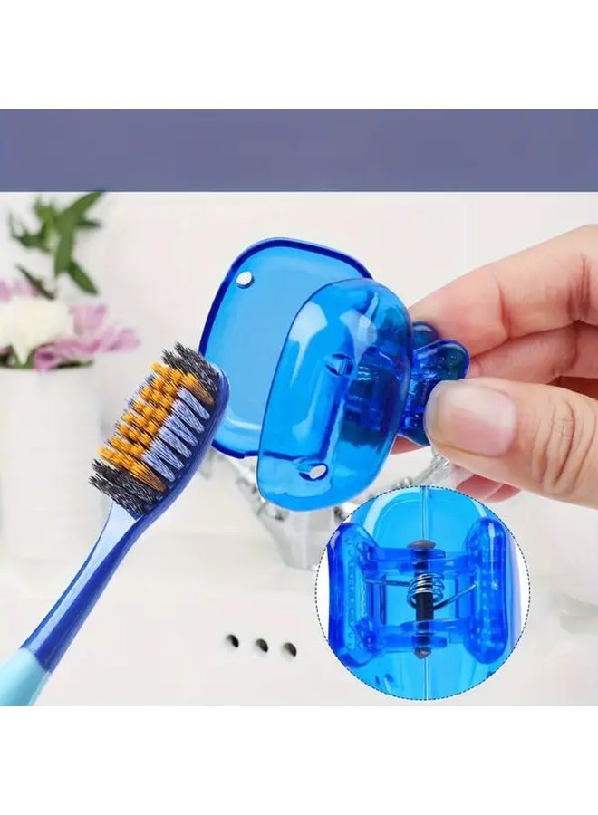 8 Color Random Toothbrush Storage Clips Set Of 8 Portable Travel Protection Case Holder - Image 1