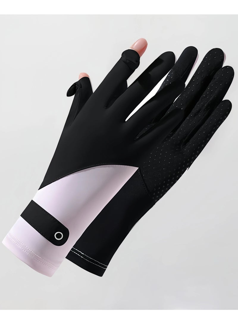 Generic Women's Sun Protective Gloves- UPF 50+ UV Sun Protection,Women's Gloves Quick Dry Anti Slip Driving Gloves,Touch Screen Gloves for Cycling Riding Outdoor Sports,Black - Image 1