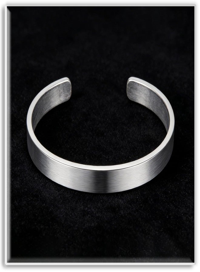 اكسوسامس سوار مفتوح من Xusamss للرجال، مصنوع من الفولاذ المقاوم للصدأ، سوار عريض مسطح، مجوهرات رجالية بسيطة، سوار من الفولاذ المصقول للرجال، سوار عريض (أبيض) - Image 3