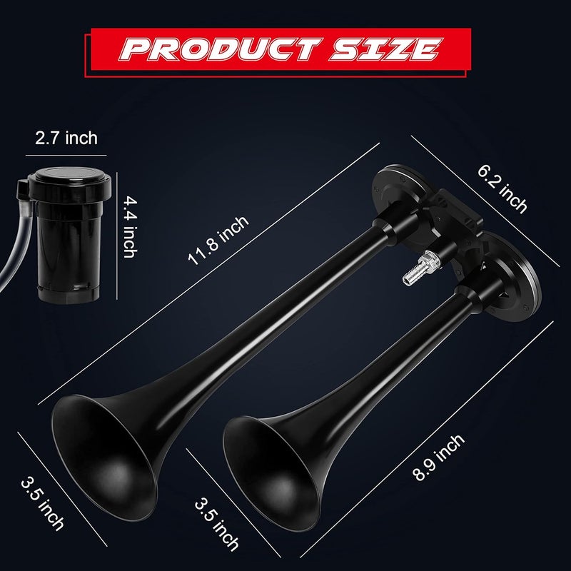 CARFKA 150DB Super Loud Dual Air Horn Kit with 120 PSI Compressor for Trucks and Boats - Image 2