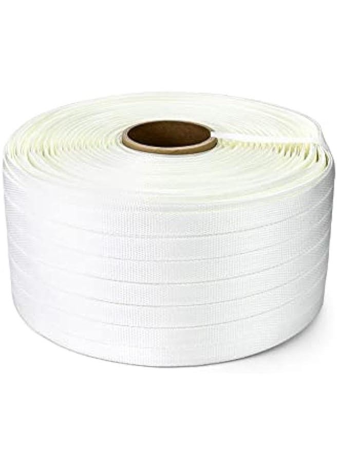 Arabest 3/4 x 1640' Woven Cord Strapping Roll, Heavy Duty Polyethylene Braided Rope Strap Roll, 1830 lb Strong Break Strength 6 x 3 Core, Strength and Flexibility, White  - Image 1