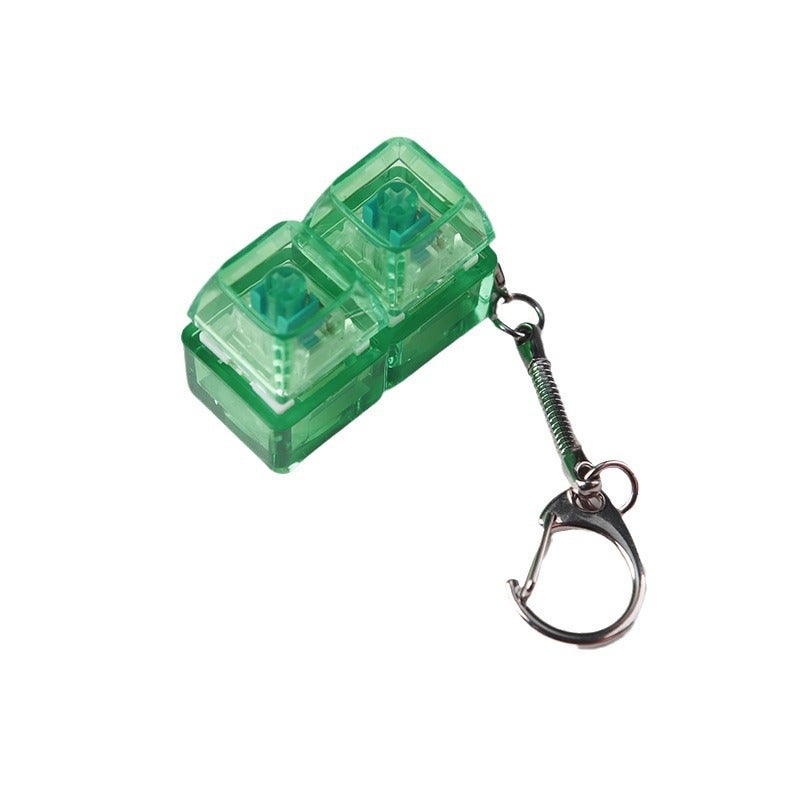 PC fully transparent material decompression shaft tester press sound crisp 2 holes 3 holes 4 holes key chain with light transparent cap 2-hole green transparent with light * 1 