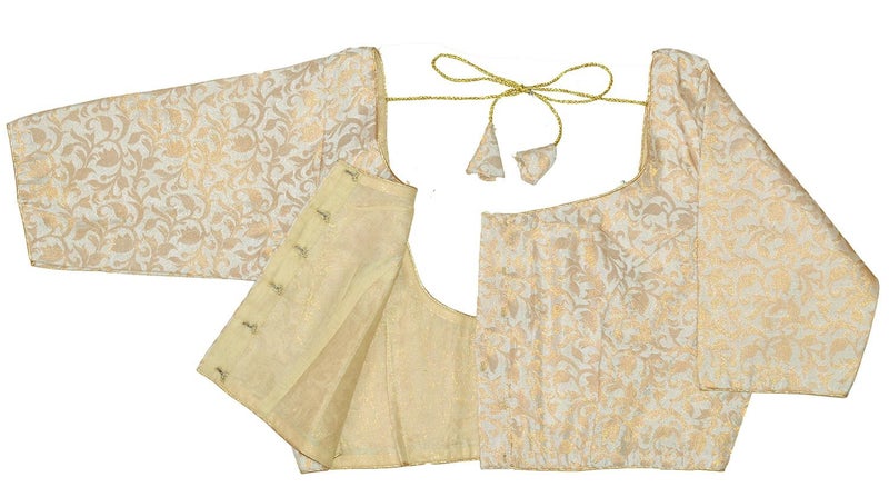 Chandrakala Banarasi Blouses for Women Sarees,Readymade, Off White,Small (B214OFF2) - Image 4