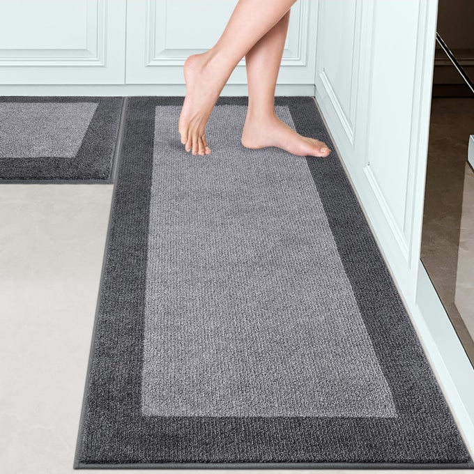 MACHINE WASHABLE 24 X 36 24 X 60 KITCHEN RUGS SET OF 2 NON SLIP KITCHEN MATS FOR FLOOR ABSORBENT ENTRANCE RUNNER RUGS FOR BEDROOM HALLWAY BATHROOM DOOR ROLL PACKING