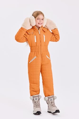 Haloumoning Kids Snow Suit Girls Hooded Waterproof Insulated One Piece Ski Suit 514 Years - Image 3