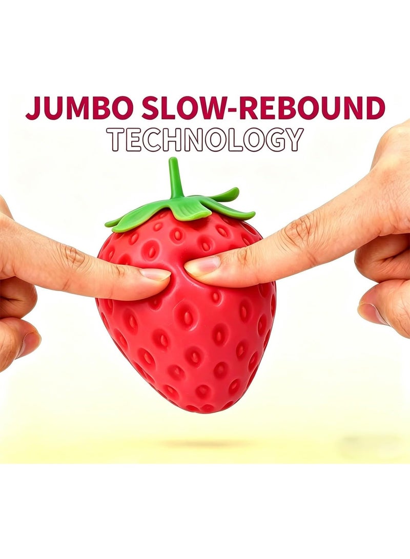 Strawberry Squishy Stress Ball Toy, Realistic Slow Rise Pressure Release - Image 2