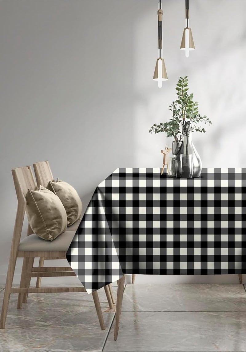 Casableu Spring Gallery Big Checkn 6 Seater Table Cloth DustProof Table Cover for Dinning Tabletop Decoration Size 50x72 Inches Balck - Image 1
