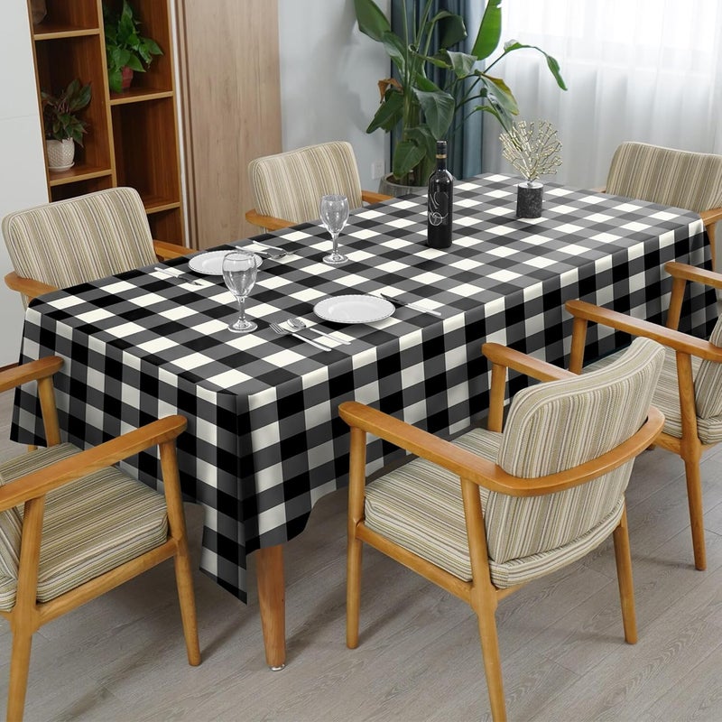 Casableu Spring Gallery Big Checkn 6 Seater Table Cloth DustProof Table Cover for Dinning Tabletop Decoration Size 50x72 Inches Balck - Image 2