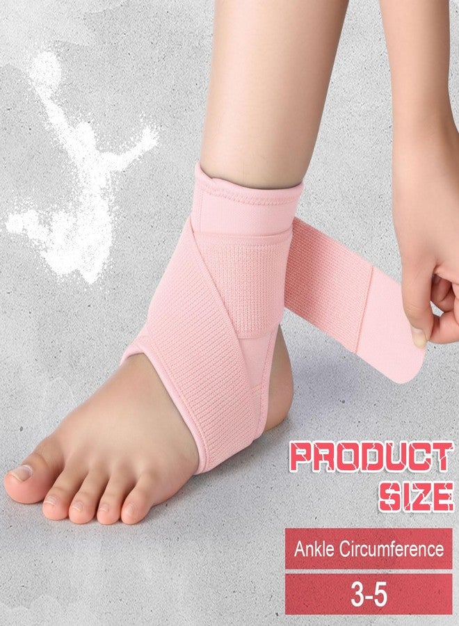 Honoson 2 Pcs Ankle Brace Kid Ankle Support Youth Neoprene Lace up Compression Sleeve Foot Brace Stabilizer with Adjustable Strap for Sport Sprained Plantar Fasciitis Achilles Tendonitis(Pink,S) - Image 4