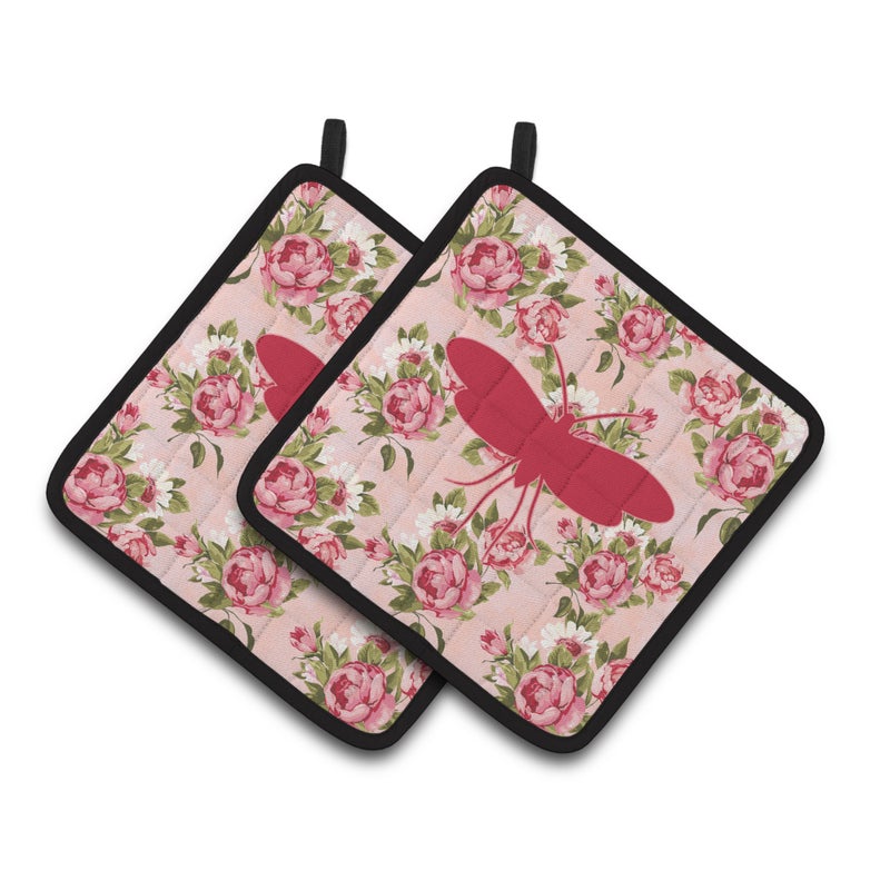 Caroline's Treasures ""Caroline's Treasures BB1058-RS-PK-PTHD Moth Shabby Chic Pink Roses Pot Holders (1 Pair)  7.5"""" x 7.5""""  Multicolor"" 