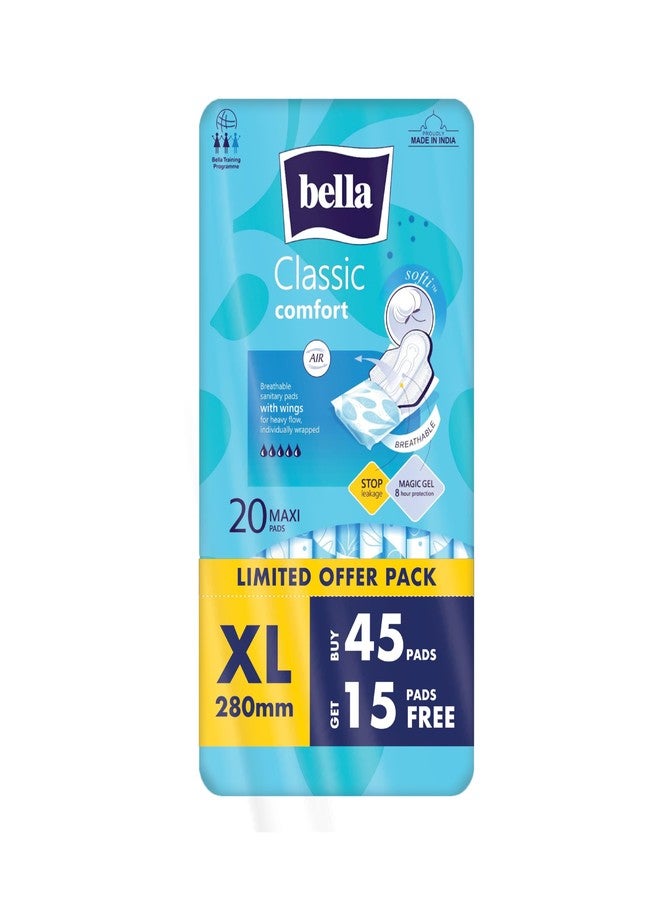 Bella Classic Comfort Maxi Softi Sanitary Pads, 45 Pads + 15 Pads Free - Image 1