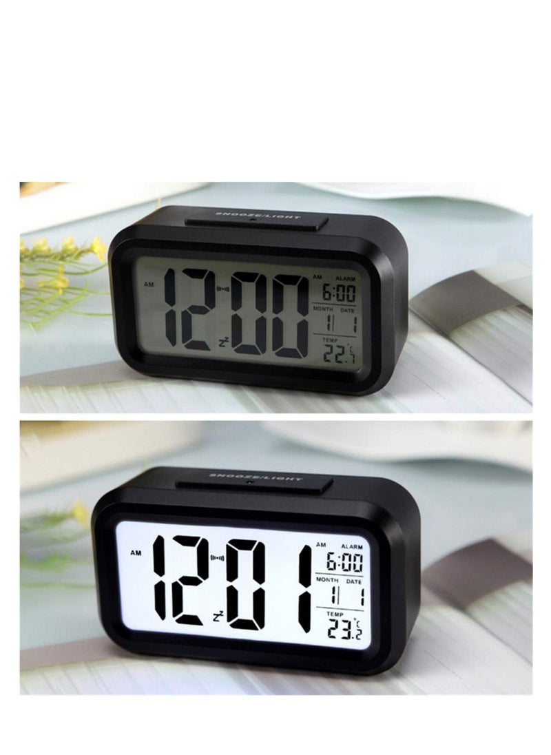 ARCOON - ARCOON LED Digital Alarm Clock Backlight Snooze Mute Calendar Desktop Electronic Bcaklight Table Clocks Desktop Clock (Blue) - Image 1