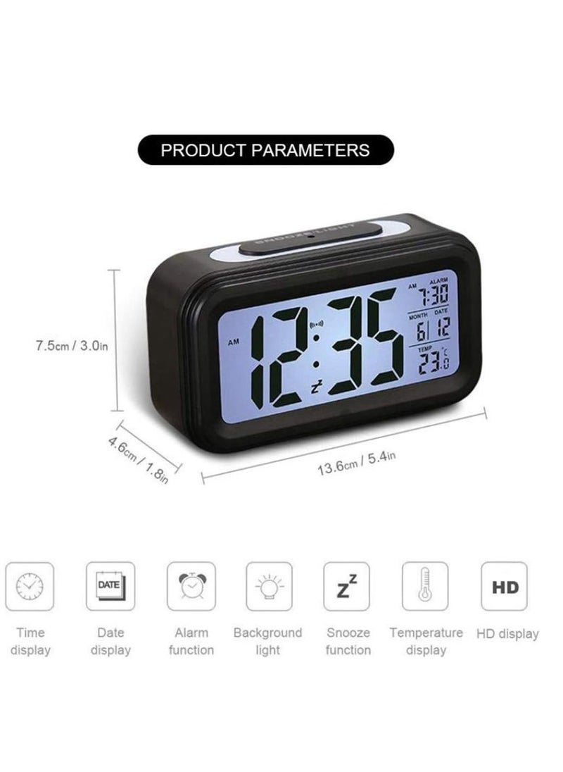 ARCOON - ARCOON LED Digital Alarm Clock Backlight Snooze Mute Calendar Desktop Electronic Bcaklight Table Clocks Desktop Clock (Blue) - Image 1