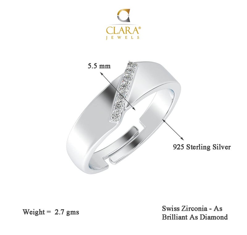 CLARA Pure Real 925 Sterling Silver Adjustable Ring Band | Multiple Design Options | Gift for Women and Girls - Image 5