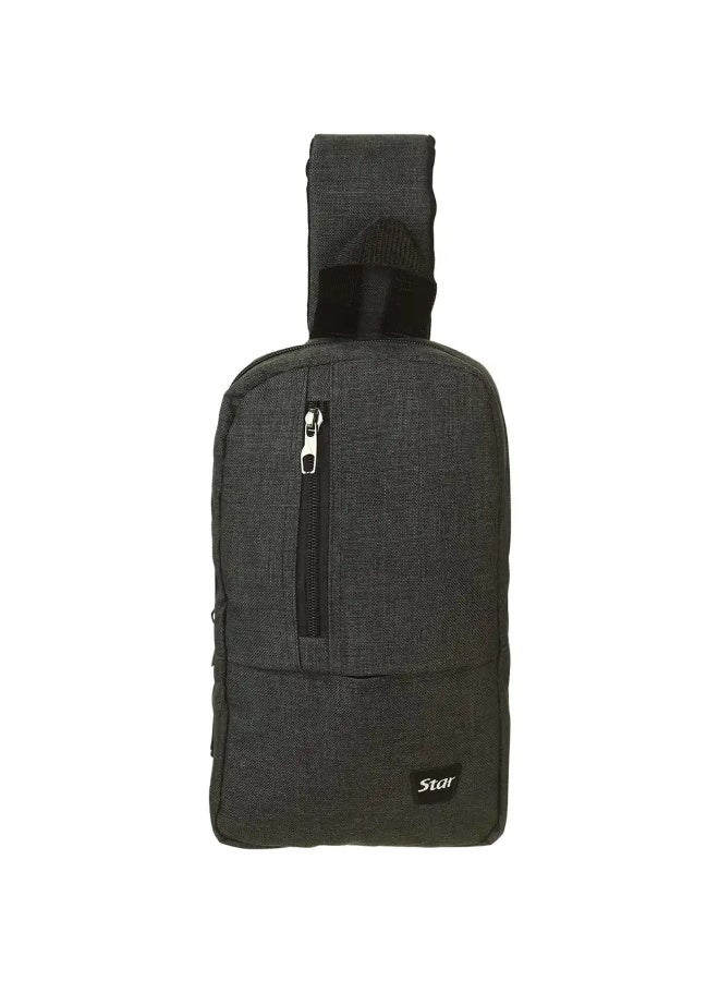 شنطة كروس قماش ستار للرجال، 11 بوصة، 3 سوستة - رمادي داكن - Image 3