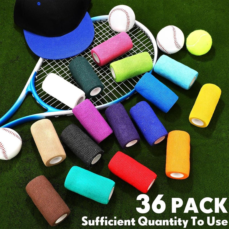 Treela 36 Pcs Self Adherent Bandage 4 X 5 Yard Wrap Breathable Cohesive Bandage Elastic Adhesive Tape for Stretch Athletic Sports Wrist AnkleMulticolored - Image 5