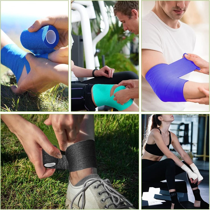 Treela 36 Pcs Self Adherent Bandage 4 X 5 Yard Wrap Breathable Cohesive Bandage Elastic Adhesive Tape for Stretch Athletic Sports Wrist AnkleMulticolored - Image 4