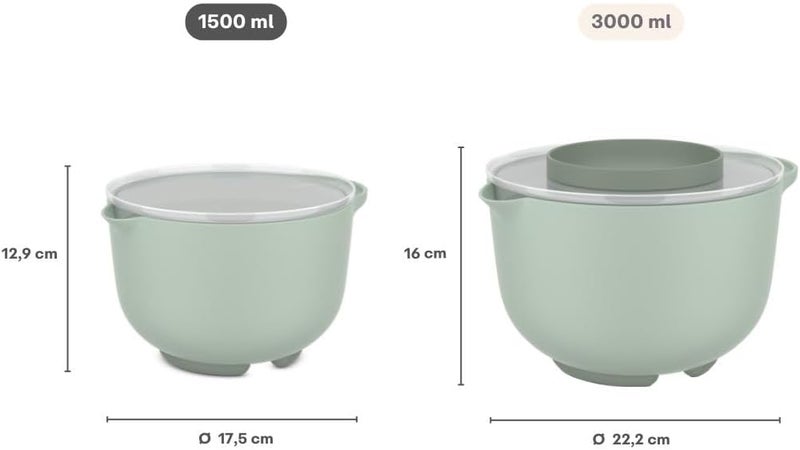 Mepal - Mixing bowl with lid Chef it - Non-slip base - Microwave and dishwasher safe - Bowl - Material resistant up to 110°C - 1500 ml - Nordic sage - Image 4
