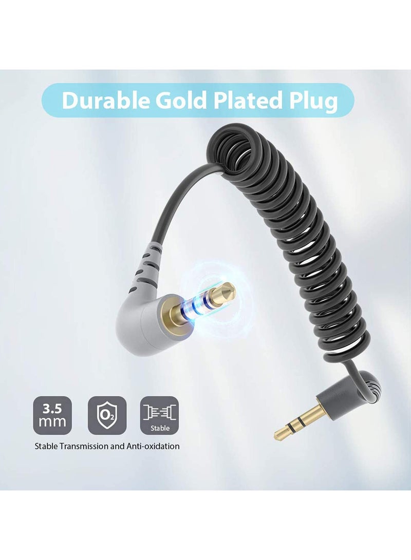 Adapter Cable, Microphone Patch, 1/8 Male Coiled Right Angle Mic Cord Compatible iPhone, Smartphone, Tablets with Rode SC7, VideoMic, BOYA, and More External Mic - Image 5