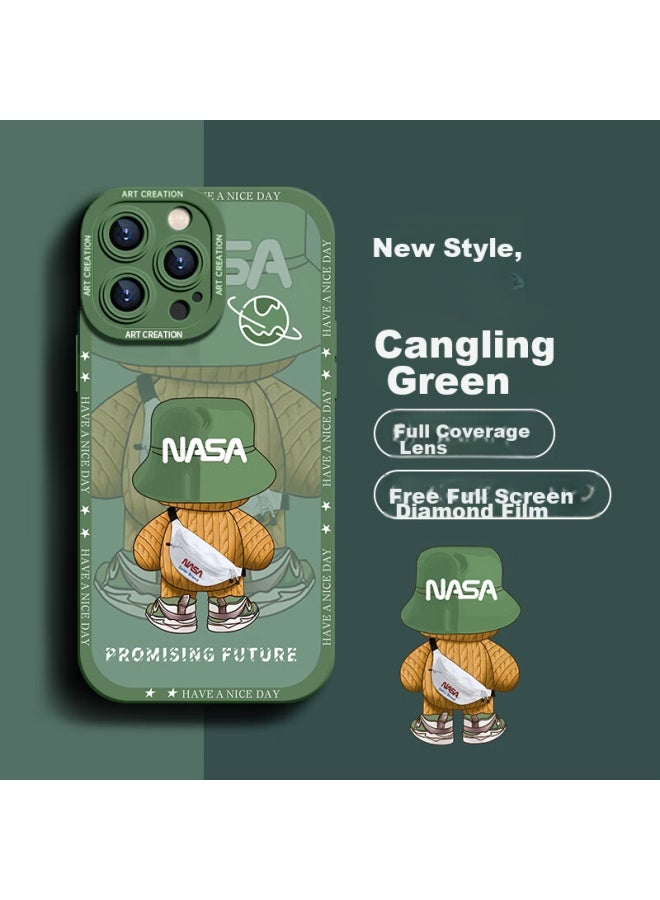 Neyaa Nai Xiao Ya Iphone 14 Pro Case, Iphone 14 Pro Protective Cover, Full Lens Protection, Silicone Shockproof, Ultra-thin, Creative Cartoon Simple Soft Case For Men And Women, Cangling Green - Image 1