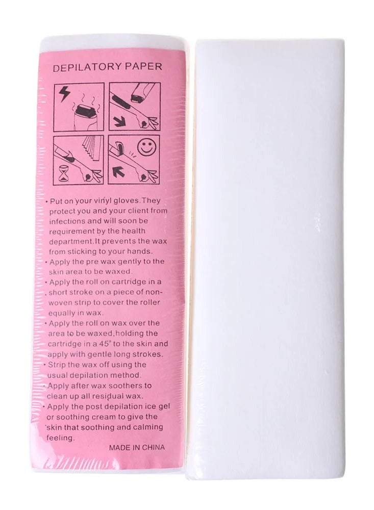 AEENAA 1-Pack 100-Pieces Wax Strips Salon Non-Woven Waxing Strip Depilatory Paper - Image 1