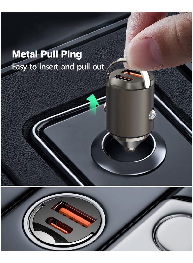 جيج بي في مهايئ شاحن السيارة الشحن السريع، [PD30W و QC3.0] أخف شاحن يو إس بي، صغير ميتال يو إس بي سي شاحن هاتف السيارة متوافق مع آي فون 15 برو ماكس/بلس، آي باد بيكسل 7 - Image 3