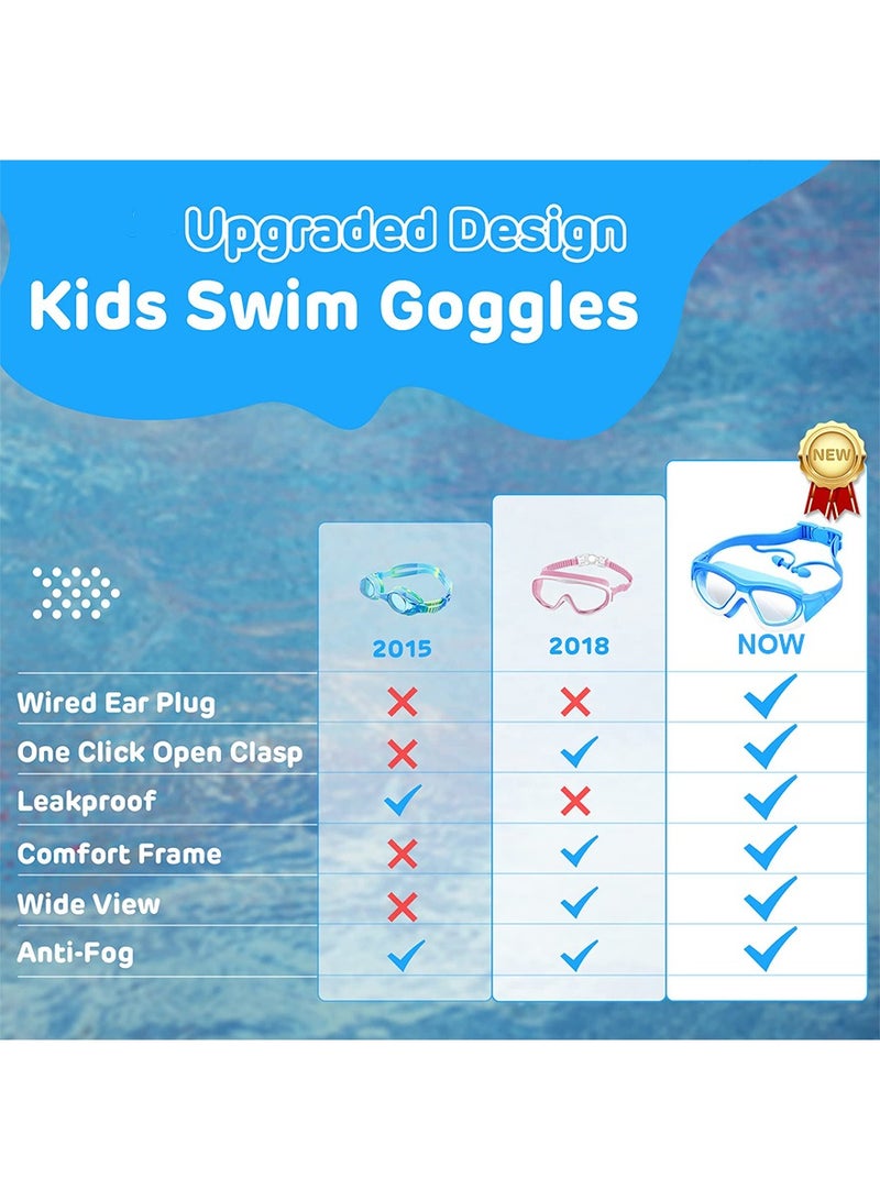 LEFAFA Kids Swimming Goggles, Anti-Fog No Leak Proof Waterproof Kids Swim Goggles with Soft Silicone, UV Protection Clear Vision Swimming Goggles Suitable for Kids 3-14 Boys and Girls - Image 2