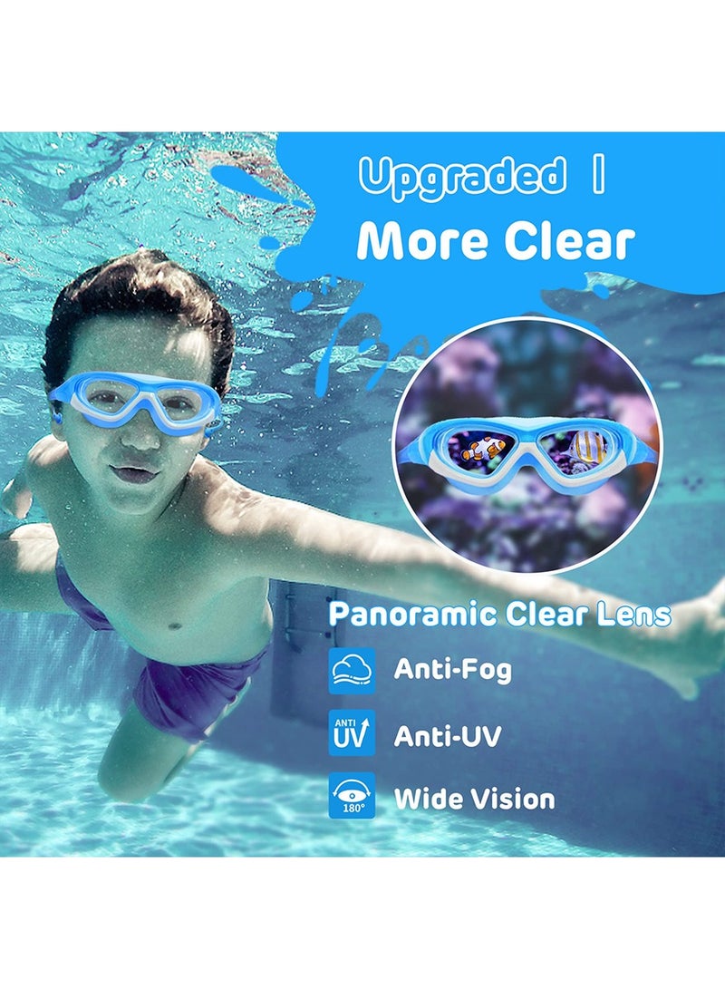 LEFAFA Kids Swimming Goggles, Anti-Fog No Leak Proof Waterproof Kids Swim Goggles with Soft Silicone, UV Protection Clear Vision Swimming Goggles Suitable for Kids 3-14 Boys and Girls - Image 3