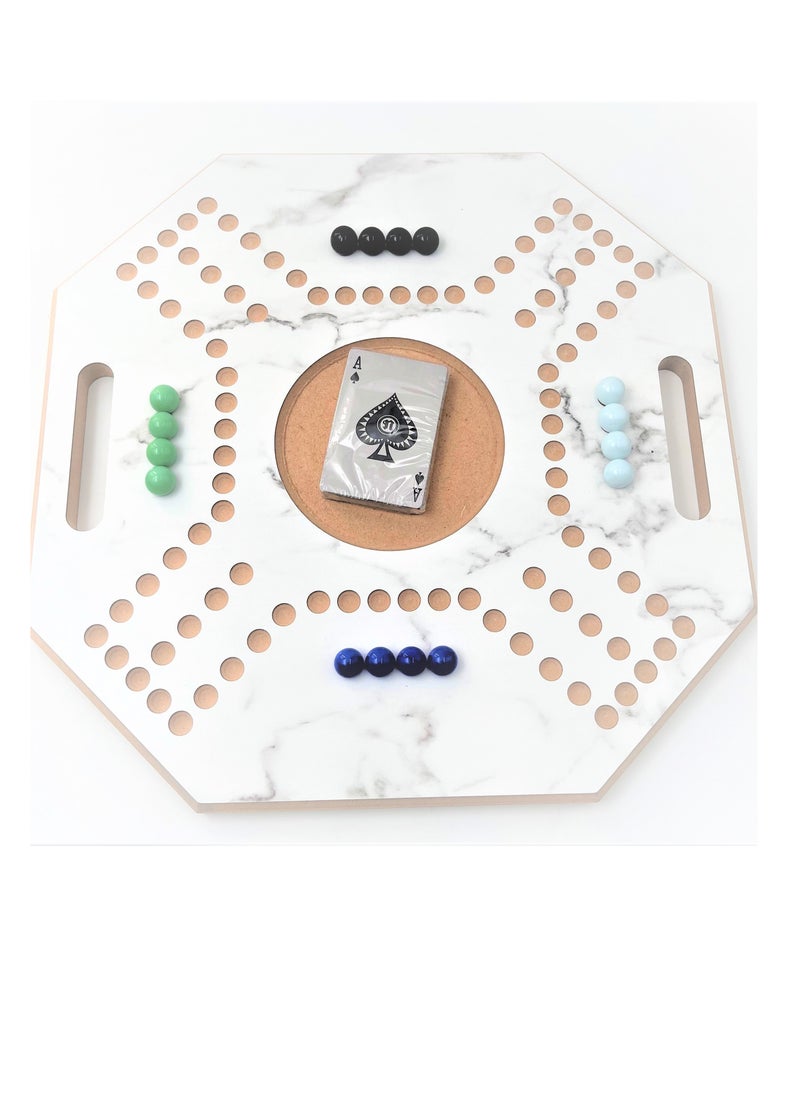 Funz - Jackaroo Board wood And Card Games Set With 16 Marble Stones Durable Sturdy - Image 1