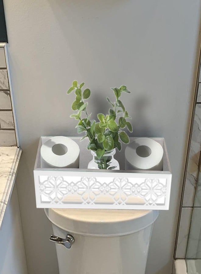 Wocred Bathroom Basket Toilet Tank, Rustic Farmhouse Accent Bathroom Tray Wall-Mounted, White Color Storage Organizer fits Dresser Bedroom,Bathroom,Coffee Table.(15”x7”x3.8”) - Image 5